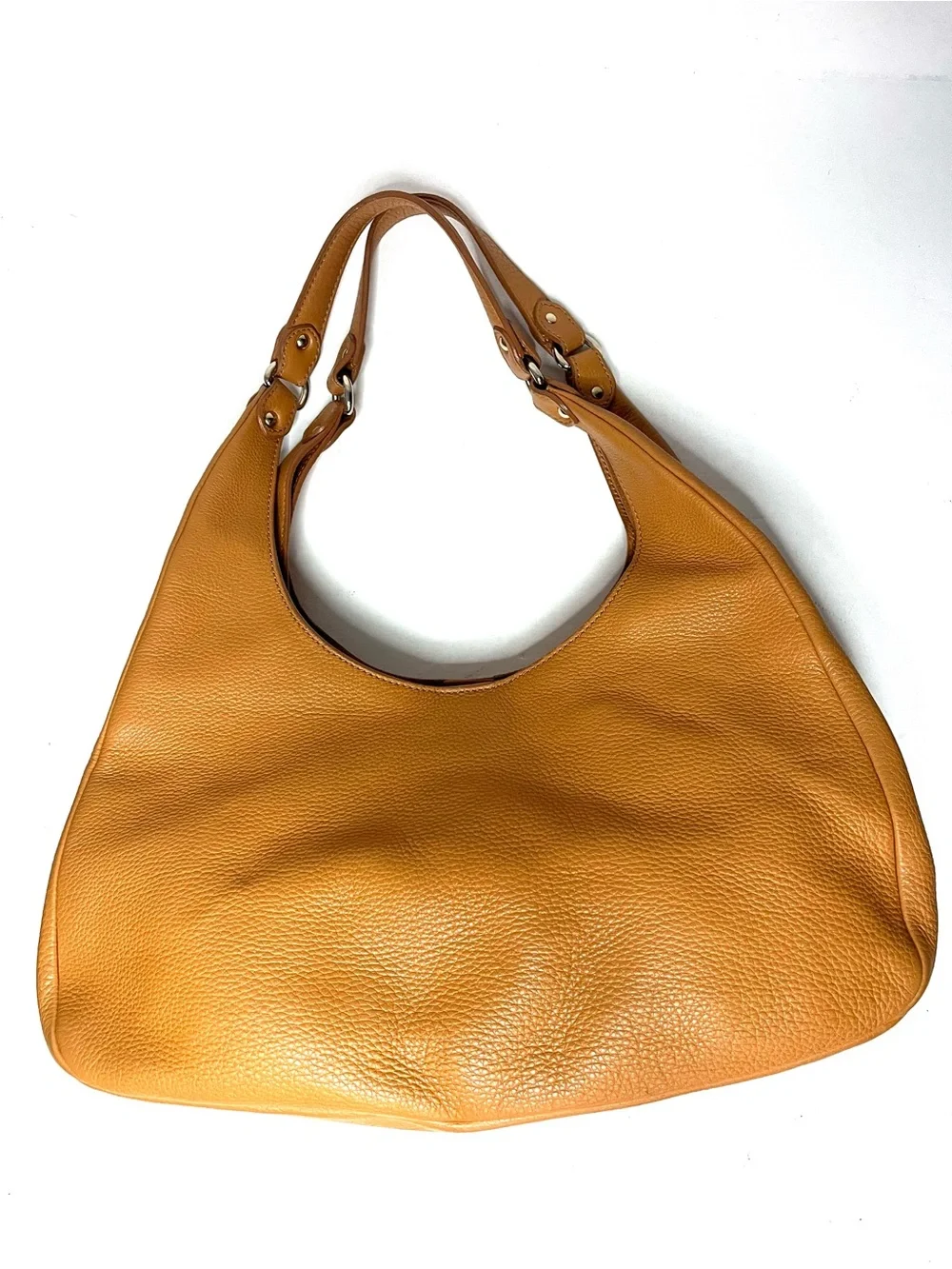 Vintage ST. JOHN Pebbled Leather Hobo Shoulder Bag in Caramel